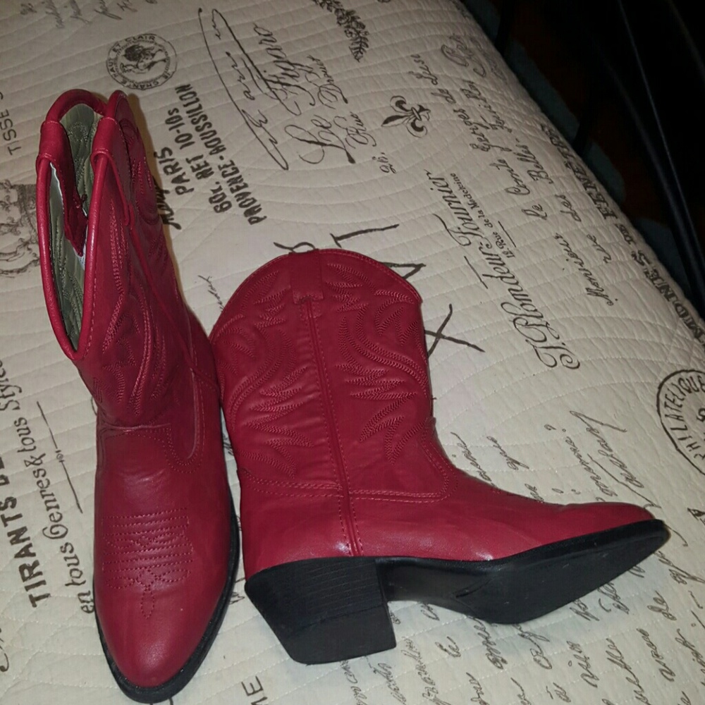 Red Leather Kids Boots